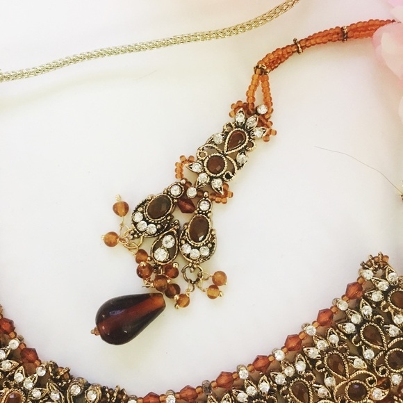 Brown Indian Bollywood Bridal Jewelry Set - Picture 4 of 4